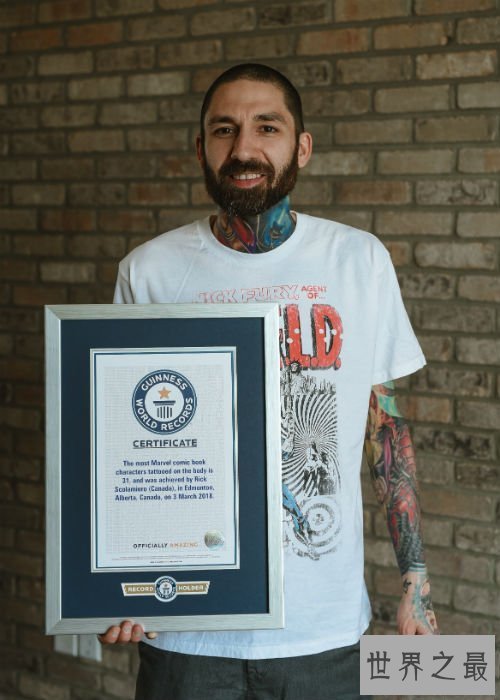 漫威粉丝全身纹了31个漫画人物，数量之多创下吉尼斯世界纪录