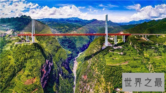 世界最高桥梁,北盘江大桥高565米(相当于200层楼)