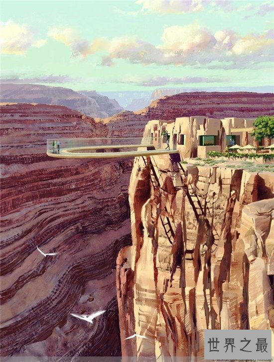 美国大峡谷空中走廊,四千英尺的高空只有玻璃