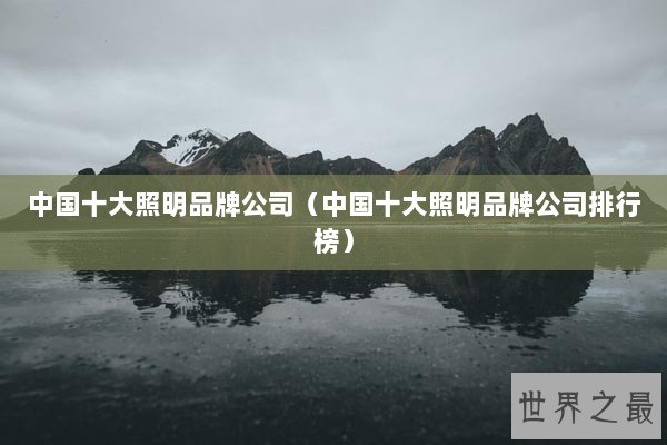 中国十大照明品牌公司（中国十大照明品牌公司排行榜）