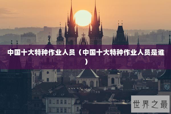 中国十大特种作业人员（中国十大特种作业人员是谁）