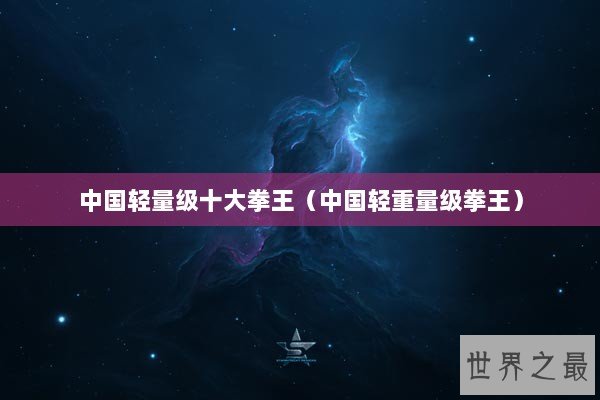 中国轻量级十大拳王（中国轻重量级拳王）