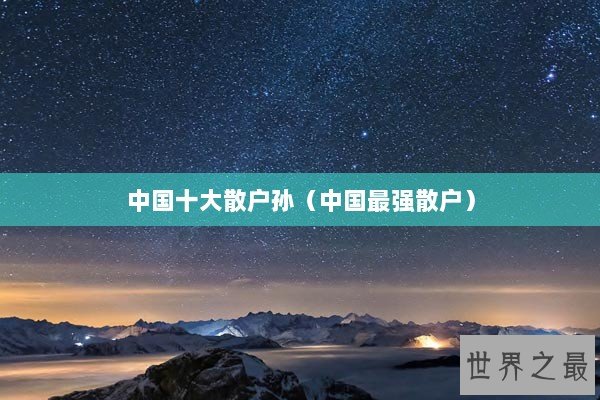 中国十大散户孙（中国最强散户）