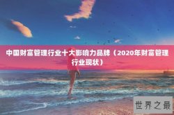 中国财富管理行业十大影响力品牌（2020年财富管理行业现状）