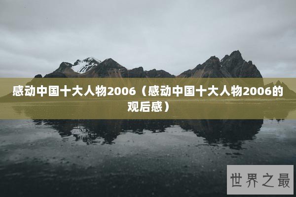 感动中国十大人物2006（感动中国十大人物2006的观后感）