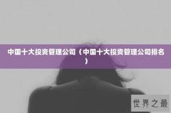 中国十大投资管理公司（中国十大投资管理公司排名）