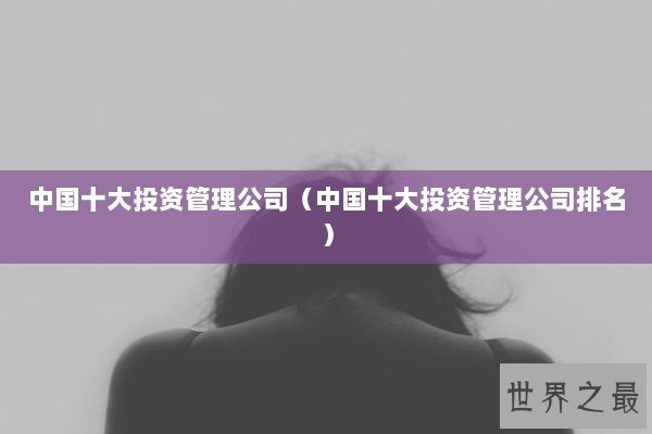 中国十大投资管理公司（中国十大投资管理公司排名）