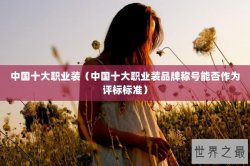 中国十大职业装（中国十大职业装品牌称号能否作为评标标准）