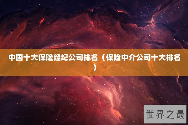 中国十大保险经纪公司排名（保险中介公司十大排名）
