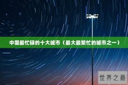 中国最忙碌的十大城市（最大最繁忙的城市之一）