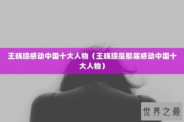 王晓琮感动中国十大人物（王晓琮是那届感动中国十大人物）
