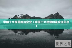 中国十大民营物流企业（中国十大民营物流企业排名）