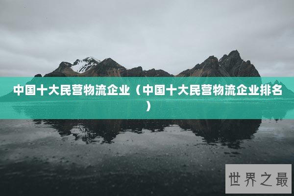 中国十大民营物流企业（中国十大民营物流企业排名）
