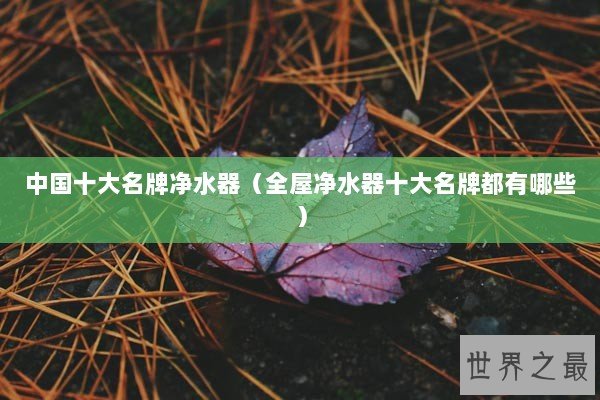 中国十大名牌净水器（全屋净水器十大名牌都有哪些）