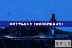 中国十大私募公司（中国有名的私募公司）