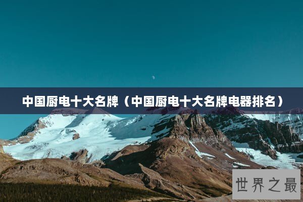 中国厨电十大名牌（中国厨电十大名牌电器排名）