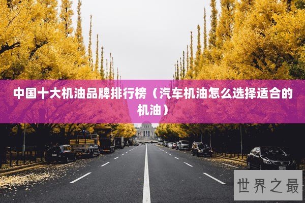 中国十大机油品牌排行榜（汽车机油怎么选择适合的机油）