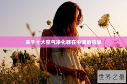 关于十大空气净化器在中国的信息