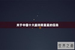 关于中国十大最帅男童星的信息
