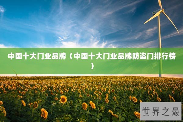 中国十大门业品牌（中国十大门业品牌防盗门排行榜）