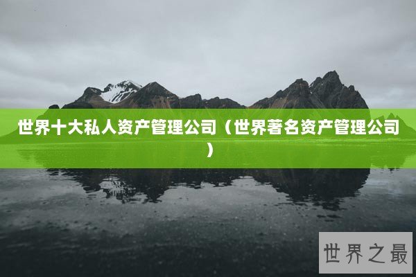 世界十大私人资产管理公司（世界著名资产管理公司）