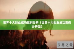 世界十大创业成功案例分析（世界十大创业成功案例分析题）