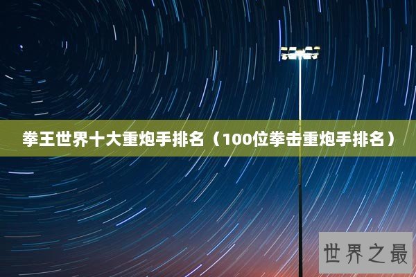 拳王世界十大重炮手排名（100位拳击重炮手排名）