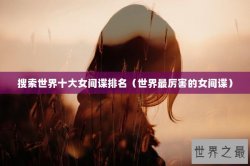 搜索世界十大女间谍排名（世界最厉害的女间谍）