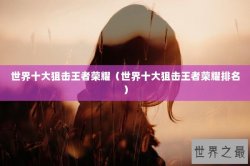 世界十大狙击王者荣耀（世界十大狙击王者荣耀排名）