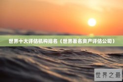 世界十大评估机构排名（世界著名资产评估公司）