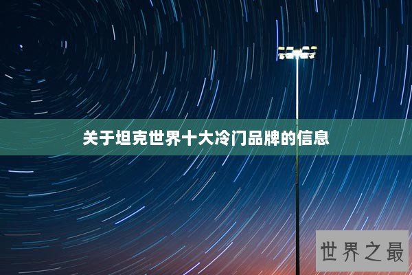 关于坦克世界十大冷门品牌的信息