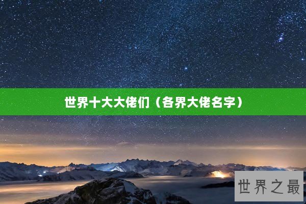 世界十大大佬们（各界大佬名字）