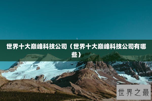 世界十大巅峰科技公司（世界十大巅峰科技公司有哪些）