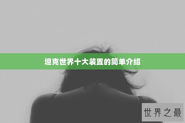 坦克世界十大装置的简单介绍