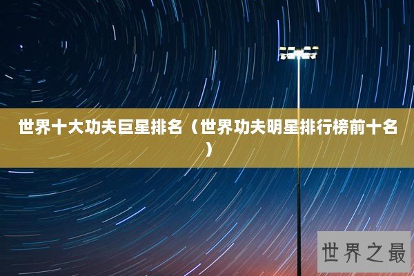 世界十大功夫巨星排名（世界功夫明星排行榜前十名）