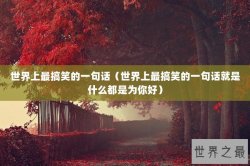 世界上最搞笑的一句话（世界上最搞笑的一句话就是什么都是为你好）