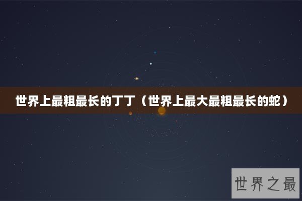 世界上最粗最长的丁丁（世界上最大最粗最长的蛇）