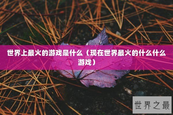 世界上最火的游戏是什么（现在世界最火的什么什么游戏）