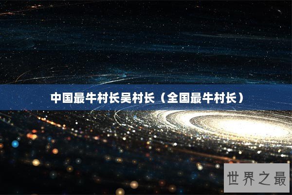 中国最牛村长吴村长（全国最牛村长）