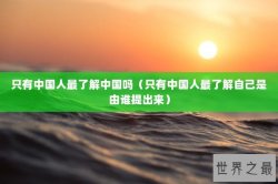 只有中国人最了解中国吗（只有中国人最了解自己是由谁提出来）