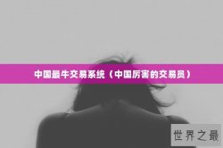 中国最牛交易系统（中国厉害的交易员）