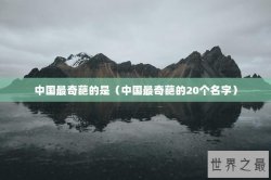 中国最奇葩的是（中国最奇葩的20个名字）