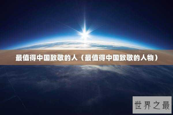 最值得中国致敬的人（最值得中国致敬的人物）