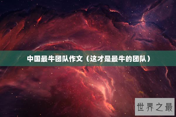 中国最牛团队作文（这才是最牛的团队）