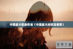 中国最火歌曲有谁（中国最火的歌是哪首）