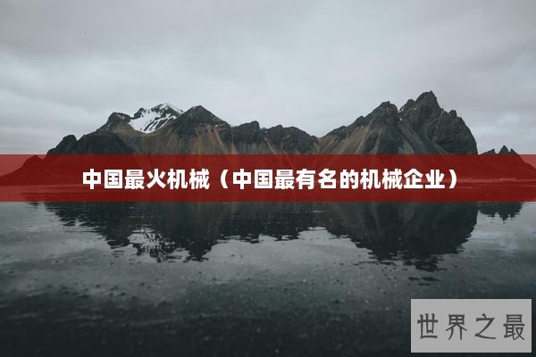 中国最火机械（中国最有名的机械企业）