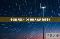 中国最黄的片（中国最大的黄色城市）