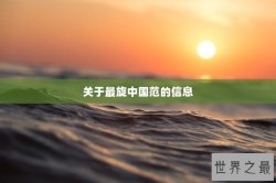 关于最旋中国范的信息