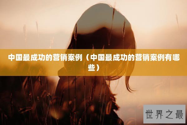 中国最成功的营销案例（中国最成功的营销案例有哪些）