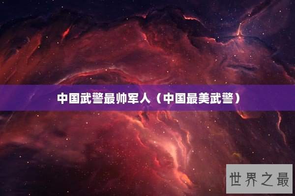中国武警最帅军人（中国最美武警）